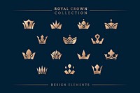 Hand drawn royal crown doodle vector collection