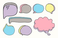 Colorful doodle speech bubble vectors collection