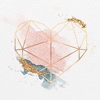 Shimmering golden geometric heart vector