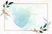 Golden rectangle on blue watercolor background vector