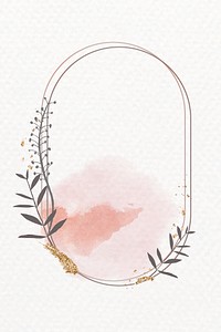 Glittery floral oval frame vector