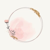 Blooming round floral frame vector