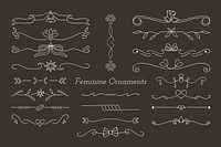 White feminine ornamental dividers vector collection