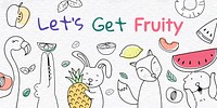 Let's get fruity doodle vector