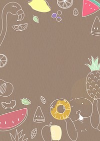 Summertime fruit doodle frame vector