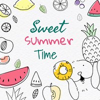 Sweet summertime doodle frame vector