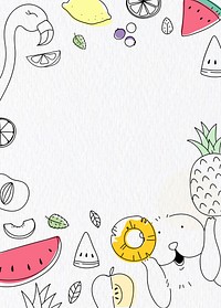 Summertime fruit doodle frame vector