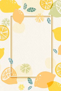 Frame on a lemon patterned background with design space vector