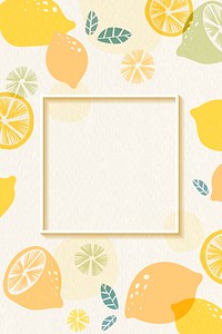 Frame on a lemon patterned background with design space vector