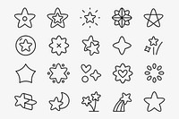 Black star shape icon collection vectors