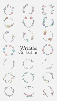 Colorful botanical wreath vector collection