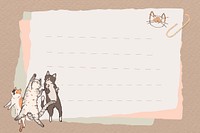 Cat lover pattern lined note paper template vector