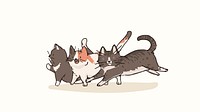 Domestic Shorthair and Munchkin cats doodle element vector