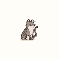 American Bobtail  cat doodle element vector