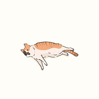 Domestic short-haired cat doodle element vector
