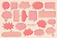 Pink speech bubble doodle vector collection