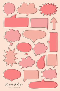 Pink speech bubble vector collection