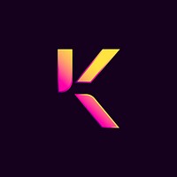 Capital letter K vibrant typography vector