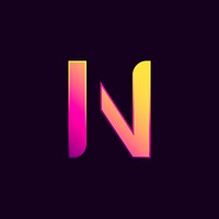 Capital letter N vibrant typography vector