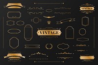 Vintage gold badge template vector collection