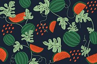 Watermelon pattern on navy blue background vector