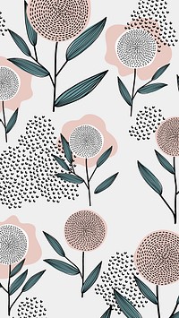 Flower mobile wallpaper, retro pattern summer background