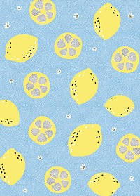 Lemon patterned blue background vector