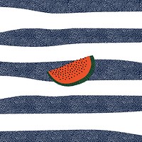 Watermelon pattern on a striped background vector