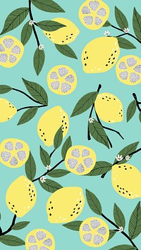 Lemon patterned blue background vector