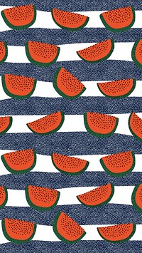 Watermelon pattern on a striped background vector