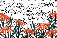 Orange daisies on a polka dot background vector