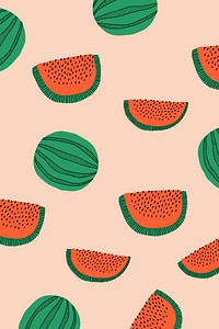 Watermelon patterned pastel orange background vector