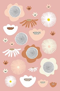 Flower elements on a pink background vector