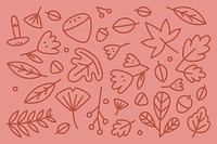 Doodle leaves on a pink background vector