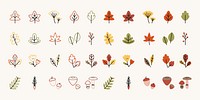 Colorful leaves drawing collection vector
