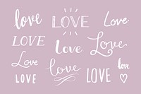 Love calligraphy psd for Valentine&rsquo;s day set