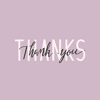 Thank you purple typography vector