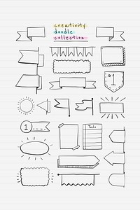 Creative doodle banner design vector set