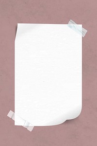 Blank white paper taped on pink background vector