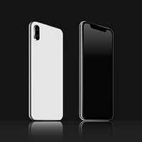 Mobile phone mockup front and rear view vector