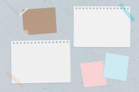 Blank note paper texture background vector set