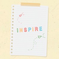 Colorful inspire typography on a paper vector
