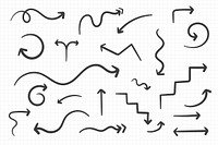 Black arrow doodle vector collection