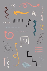 Pastel arrow doodle vector collection