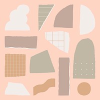 Various shapes of torn notepaper template vector set