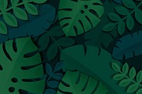 Green tropical leaves patterned on a dark background vector