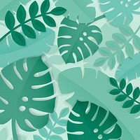 Light green tropical leaves patterned on a green background vector