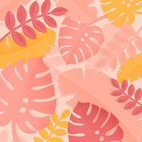 Pink tropical leaves patterned on a pastel background vector