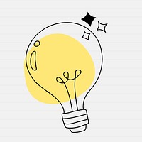 Glowing doodle light bulb drawing psd