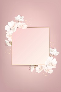 Square cherry blossom frame vector